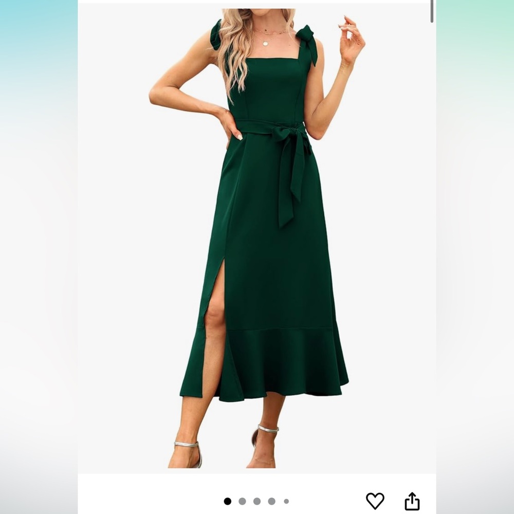 Women’s Elegant Bridesmaid Dress Square Neck Midi